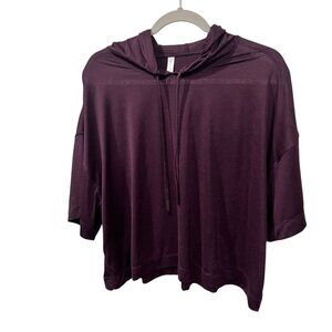 Athleta Womens Relaxed Hooded Pullover purple Lightweight Vapor hooded tee large